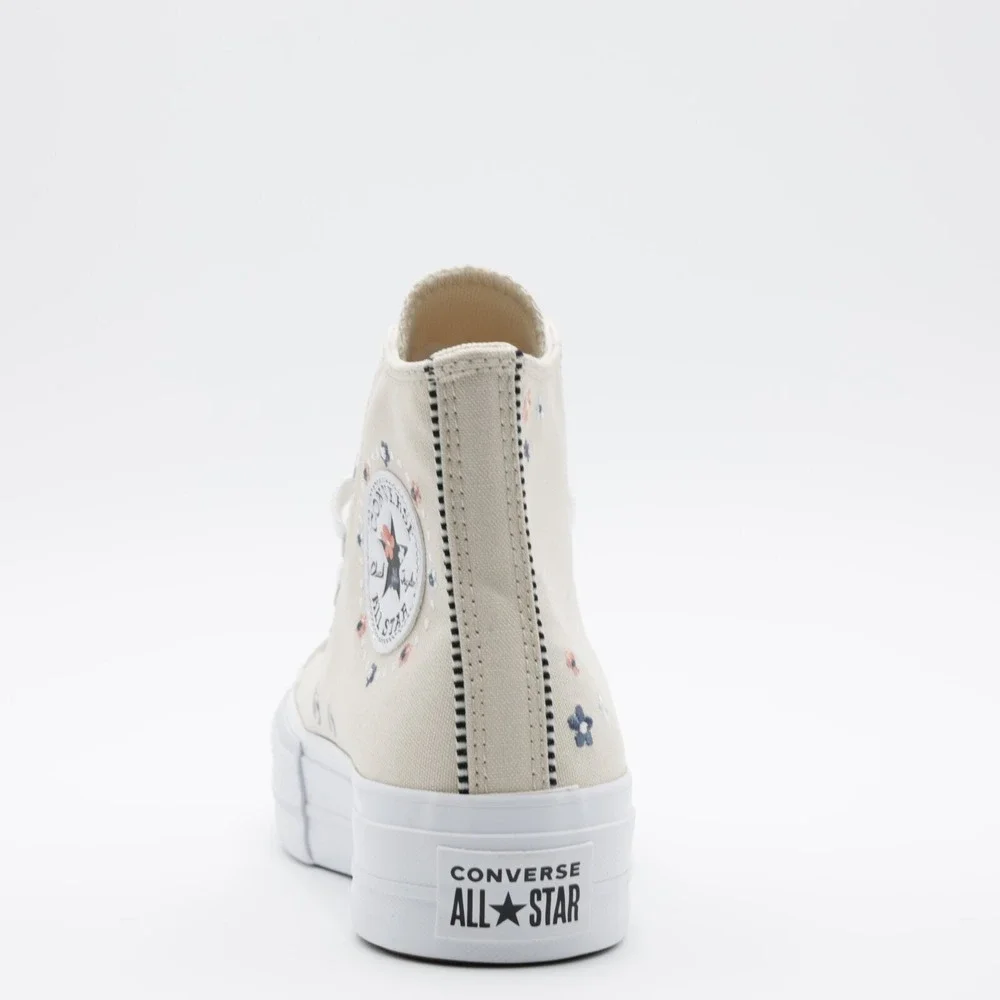 Converse Women's Chuck Taylor‎ All Star Lift Platform Floral Shoes Ivory Size 8 - Picture 6 of 11